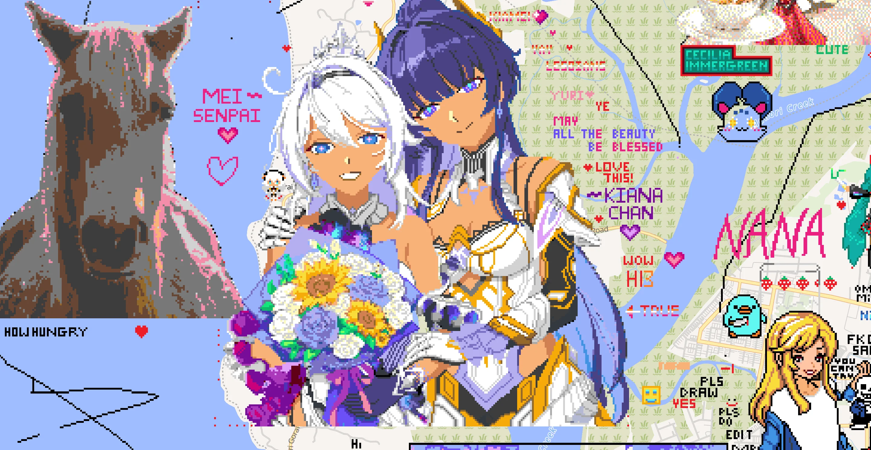Kiana Kaslana & Raiden Mei - Wplace Pixel Art