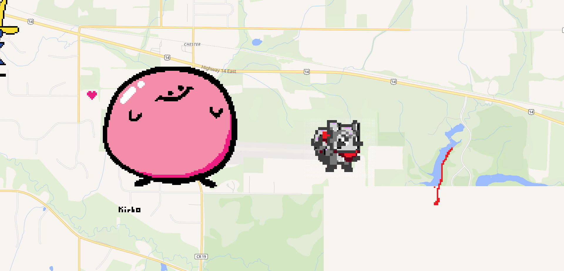 Kirbo and Ramblet The Raccoon